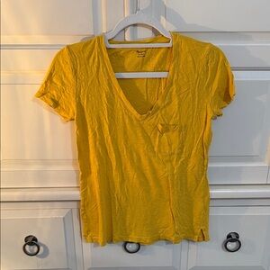 Madewell Yellow V-Neck Short Sleeve Tee